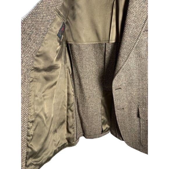 John Weitz Blazer Mens 44R Brown Wool Harris Tweed Sports Coat Career Jacket Vtg - Picture 4 of 11